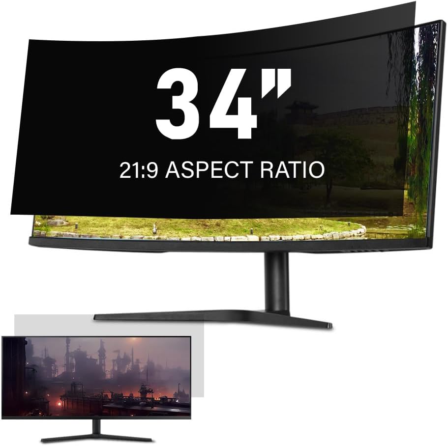 34 Inch Computer Privacy Screen Filter for 21:9 Ultra-Wide Aspect Ratio Widescreen Monitor - Anti Glare Blue Light Filter, Removable Computer Monitor Privacy Shield, Anti-Scratch Screen Protector