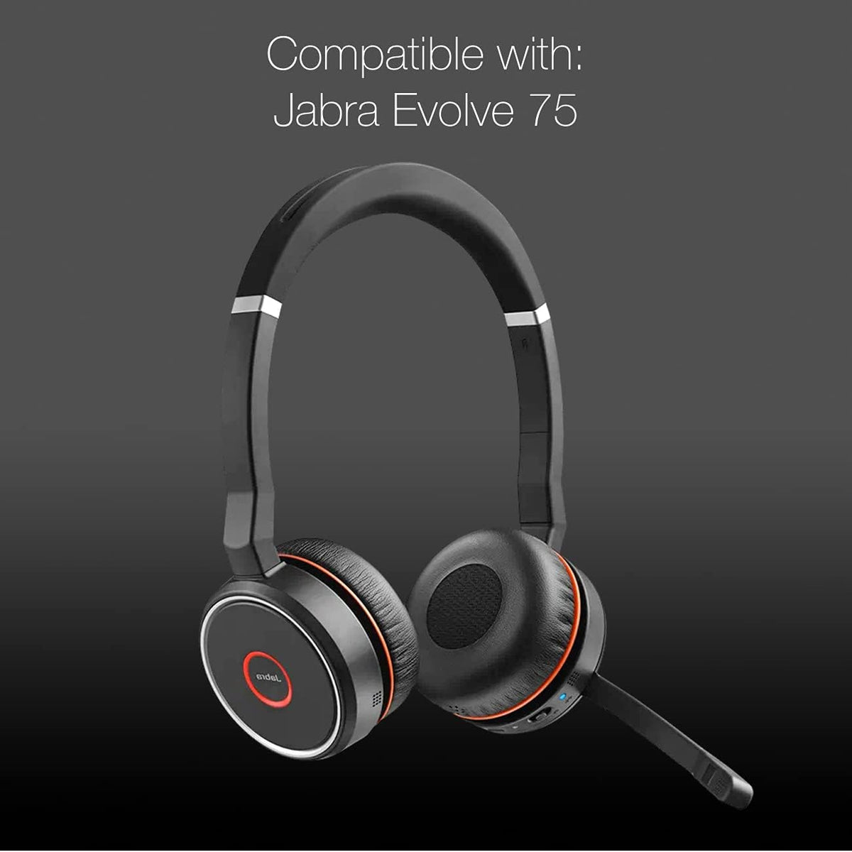 Ear Pad Cushions for Jabra Evolve 75 Wireless Bluetooth Headset, 2pk Spare Leatherette Replacement Cushions for Jabra
