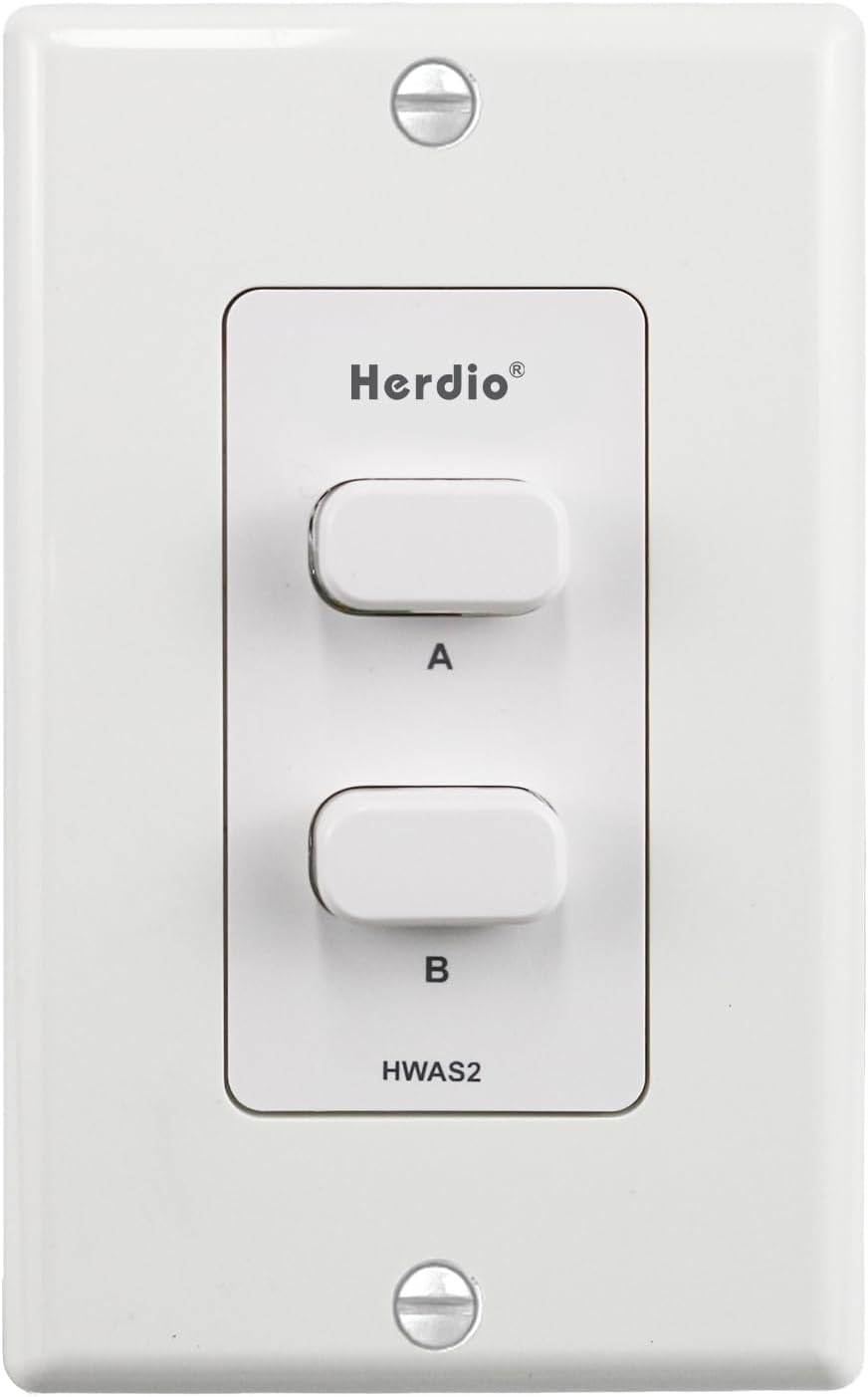 Herdio 2 120W in-Wall Speaker Selector Switch - Channel Home Audio Speakers Controller for Pair of Speakers - Support