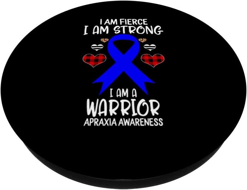 Apraxia Awareness Ribbon I Am Fierce Strong Warrior, Leopard PopSockets Swappable PopGrip