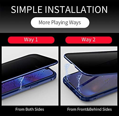 Anti-spy Screen iPhone 12 Pro Max Case, Lock + Magnetic Adsorption Anti-Peeping Metal Frame Protective Cover