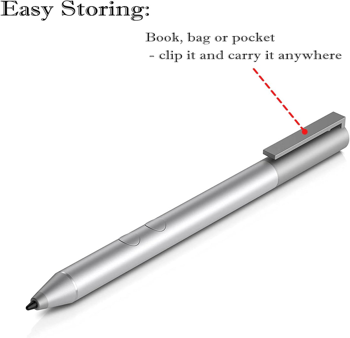 MPP 1.51 Pen (3V2X4AA) for HP Envy 360, Stylus Pen with 1024 Pressure Sensitivity & Palm Rejection, Silver