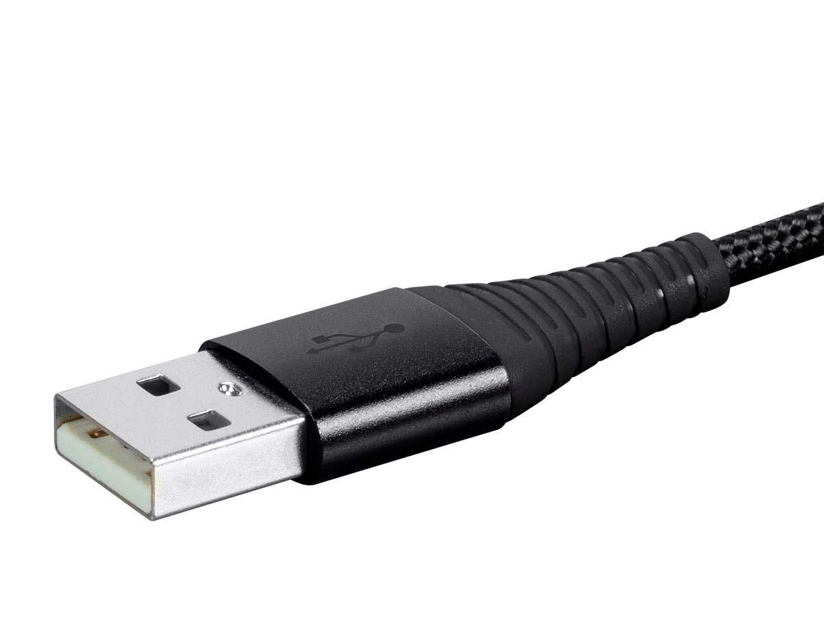 Monoprice USB 2.0 Micro B to Type A Charge & Sync Cable - 3 Feet, Black, Durable Nylon-Braid
