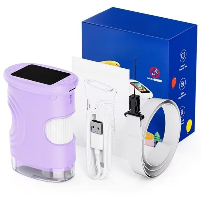 1000X Handheld Microscope, 2.4-Inch Screen Mini Pocket Microscope Educational Toy (Purple)