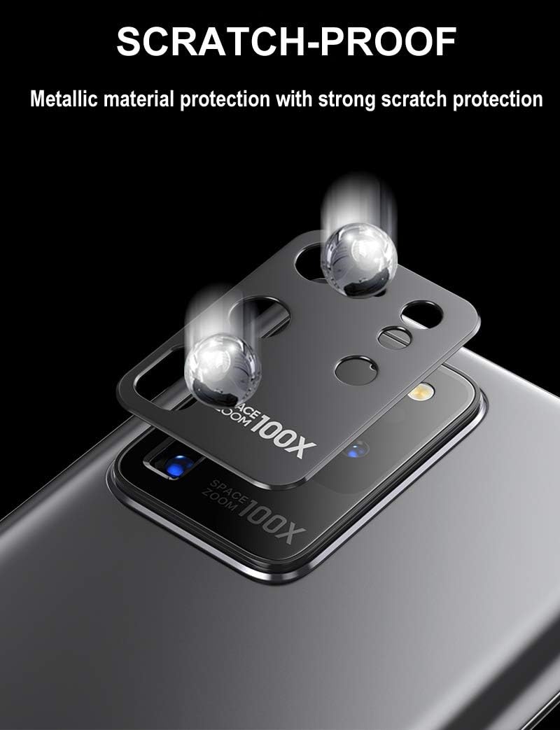 2 Pack Alloy Metal Camera Lens Protector for Samsung S20 Ultra, Easy Installation [Not Affect Flash] (Gray)