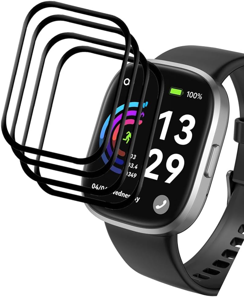 [4-Pack] anyloop ALW7 Screen Protector, Full Coverage 3D Curved Edge, Case Friendly Anti Scratch Film for 1.83" Smart