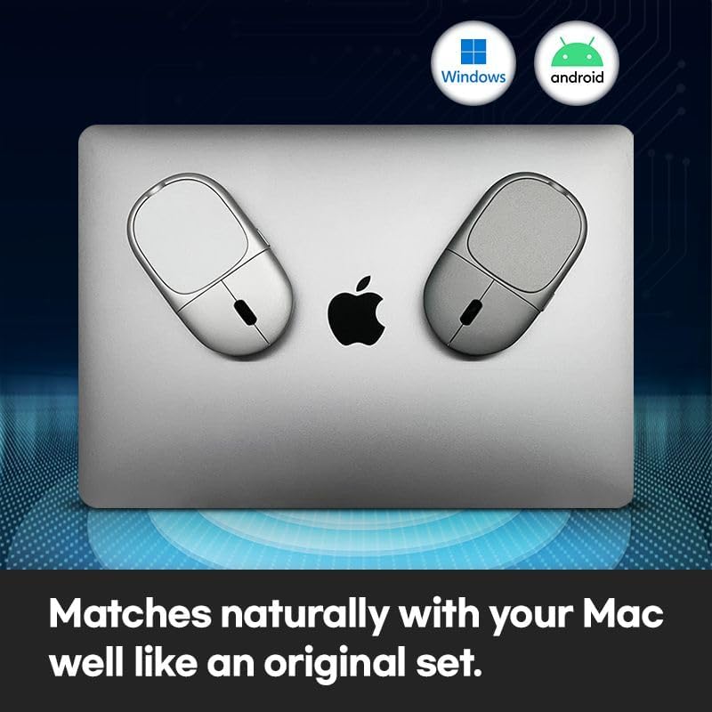 Magnito Mouse, Compact Wireless Mouse for MacBook iPad Laptop, Bluetooth, Silent Clicks, Travel Mouse (Silver)