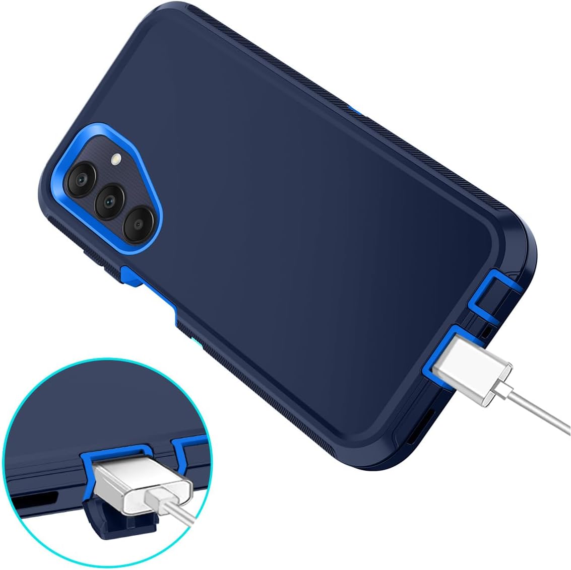 I-HONVA Shockproof Dust/Drop Proof Case for Samsung Galaxy A25 5G, Rugged Heavy Duty 3-Layer Protection, Navy Blue