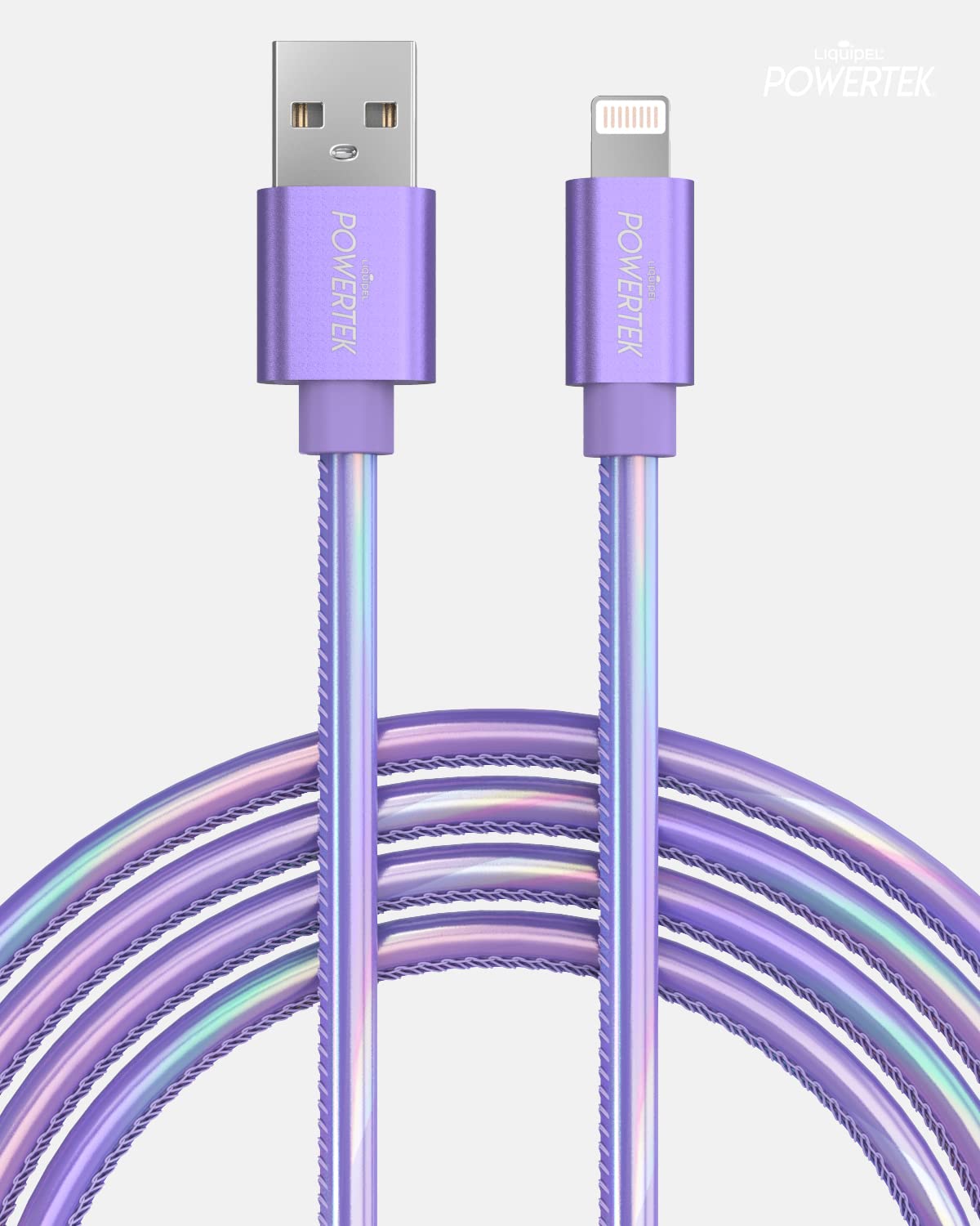 LIQUIPEL Powertek 6 ft iPhone Charger Cable, Fast Charging Lightning to USB Adapter, MFI Certified (Purple)
