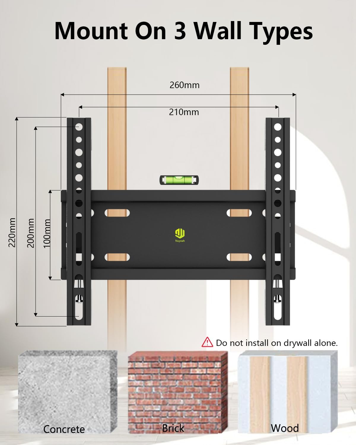 Fixed TV Wall Mount, Flat Mount Bracket for Most 14-43 Inches TVs, Low Profile Space Saving Mount