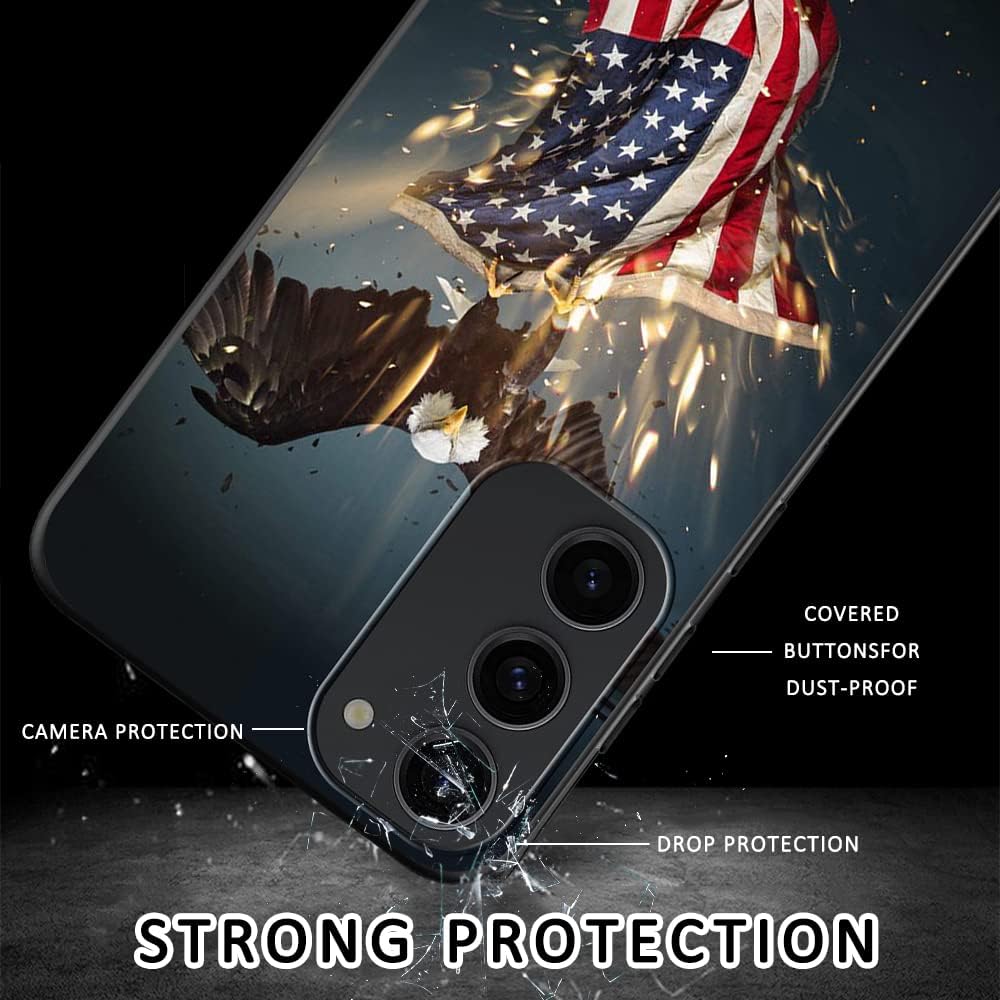 Samsung Galaxy S23 Case, American Flag Eagle Pattern, Soft TPU Shockproof Anti-Scratch Cover - 6.1"