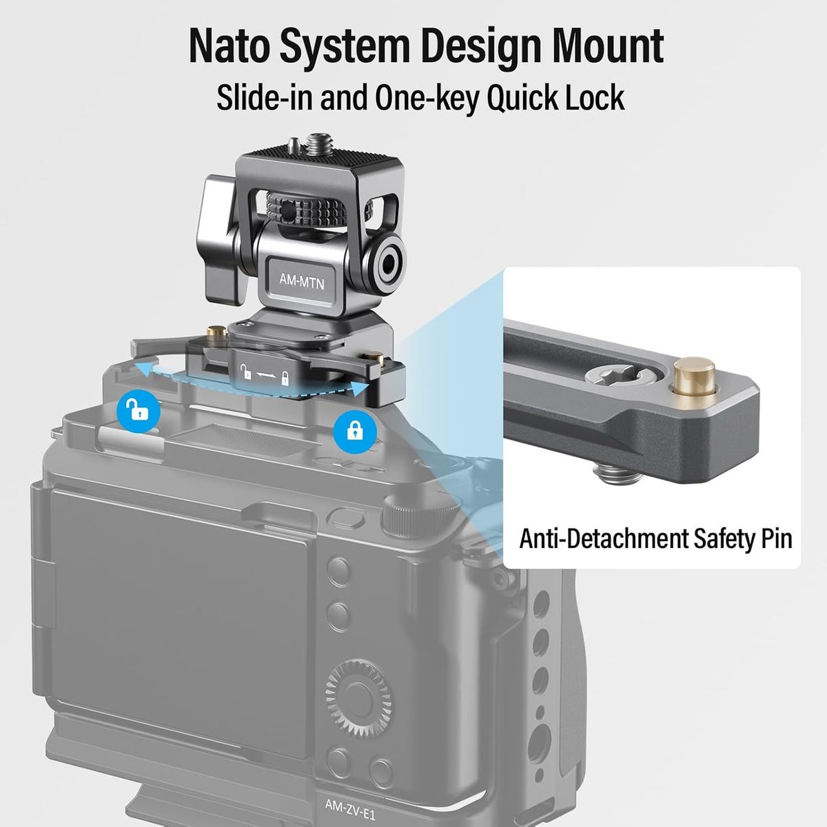 SIRUI Camera Monitor Holder with NATO System Mount, 360° Swivel and 180° Tilt for 5” and 7” Monitors, AM-MTN