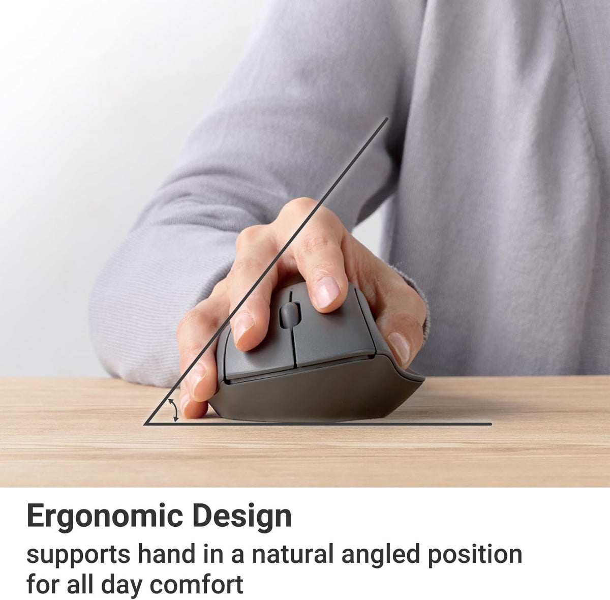 ELECOM Wireless Mouse, Ergonomic Shape, 2.4Ghz Silent Click, 20-Month Battery Life, Compatible with PC & Mac