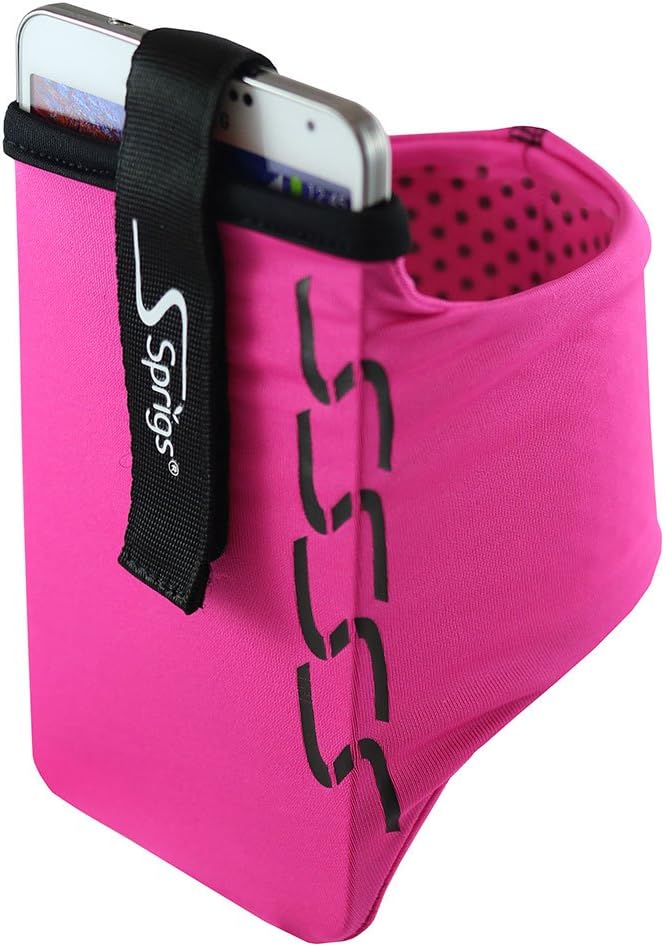 Sprigs Phone Armband Sleeve for iPhone 14, 13, 12, 11, X Galaxy Z, S22, S21, S20 Google Pixel 7, 6, 5. The Lightest & Most Comfortable Running Armband, Stretches to Fit All Phones with Case for Women & Men