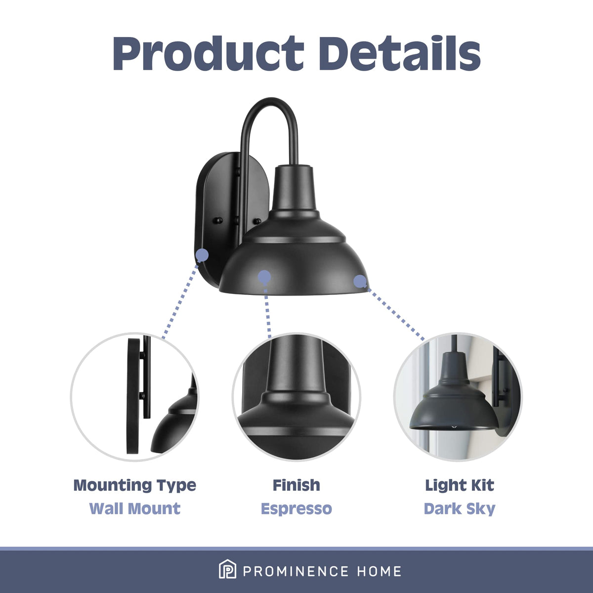 Prominence Home Brightondale Espresso Industrial Outdoor Sconce Lantern Coach Light - 51556-01