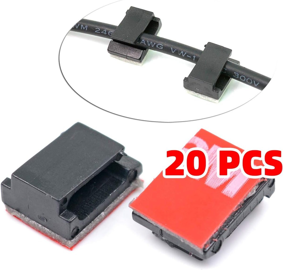 Mini Self Adhesive Car Cable Ties Mounts Holder with 3M Adhesive for Car Charging Cable Clips (20PCS)