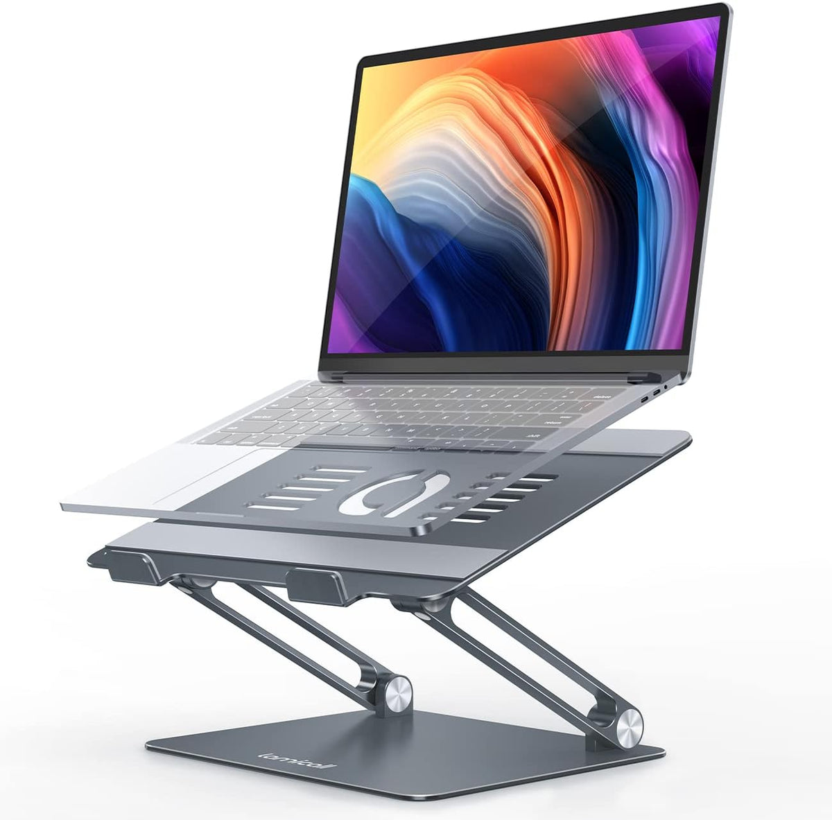 Lamicall Adjustable Laptop Stand, Portable Laptop Riser, Aluminum Laptop Stand for Desk Foldable, Ergonomic Computer Notebook Stand Holder for MacBook Air Pro, Dell XPS, HP (10-17.3'') - Grey