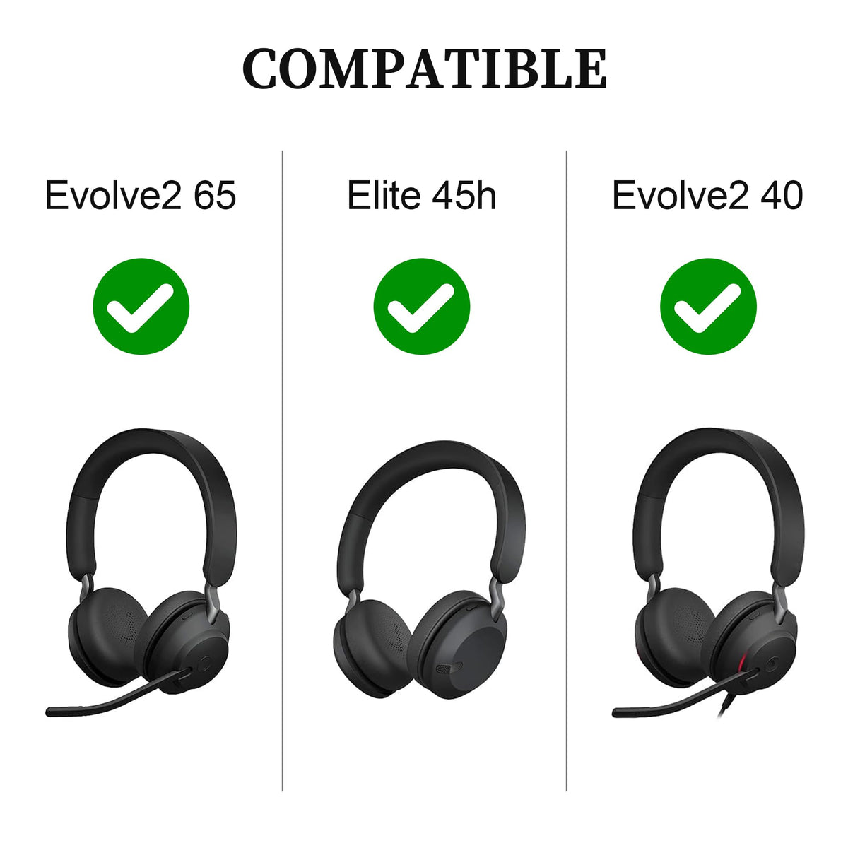 Replacement Earpads for Jabra Evolve2 65 - Softer Protein Leather Ear Pads Cushions for Jabra Evolve2 65/ Evolve2 40/ Elite 45h On-Ear Wireless