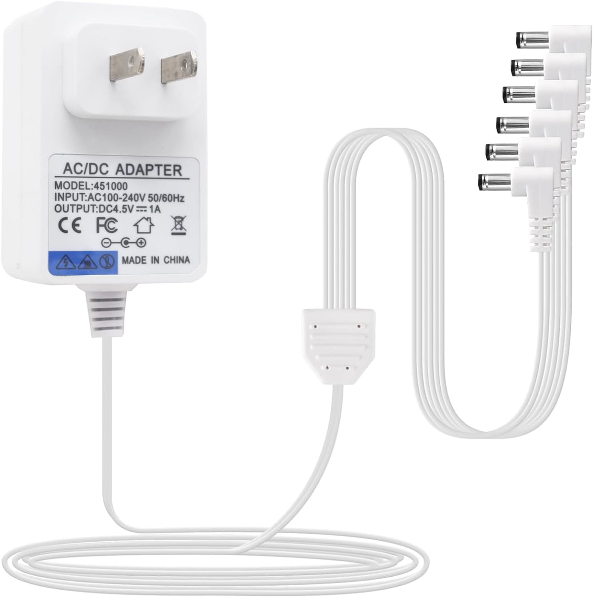 HUZUM 4.5V 6 Power Adapter with Output Jacks Compatible with Lemax Lighted Accessory AC DC Power Adapter for X'Mas