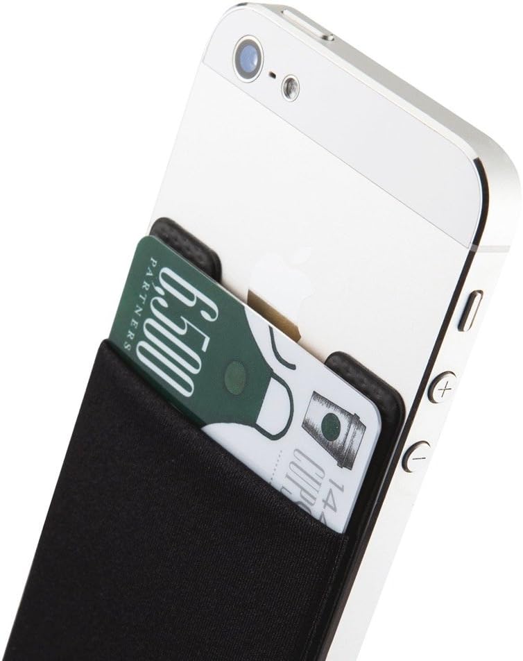 Sinjimoru Basic Cell Phone Wallet Stick-On, Adhesive Stretchy iPhone Card Holder, Sinji Pouch Basic 2 Black