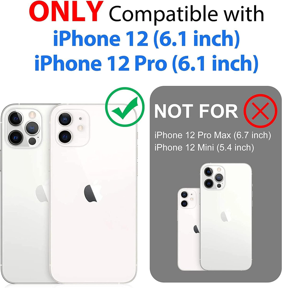SPORTLINK Waterproof Case for iPhone 12, Full Body Shockproof Dustproof with Screen Protector, Black