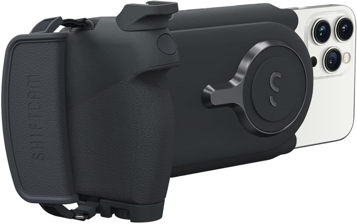 ShiftCam ProGrip Starter Kit – DSLR-Style Phone Camera Grip with Built-in Powerbank, Wireless Shutter Button and Qi Charging, Freestanding Dock & Tripod Mount – Compatible w/Android & iPhone