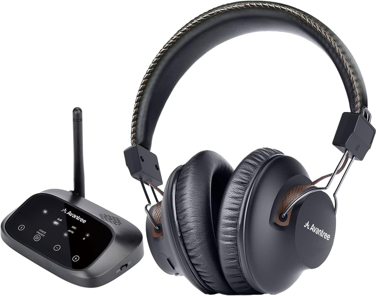 Avantree HT5009 - Wireless Headphones for TV Watching with Clear Dialogue Mode, Enhanced Volume & Comfortable Fit for Seniors, 40hrs Bluetooth Headset, 164ft, Pass-Through Support, No Audio Delay