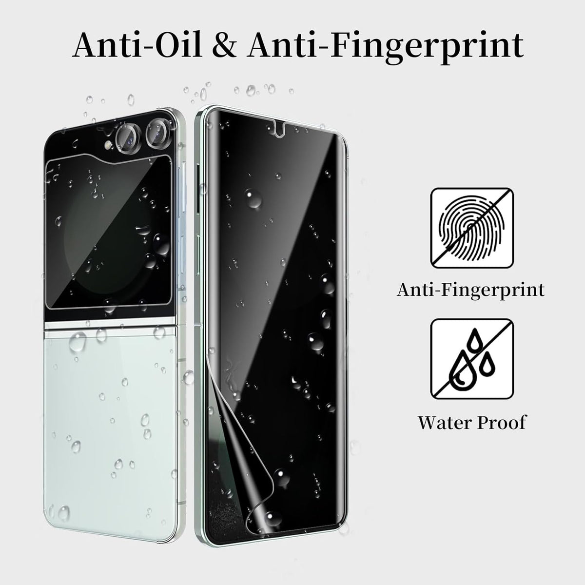 Samsung Galaxy Z Flip 6 Privacy Screen Protector [6 Pack], 2 Pack Internal Anti-Spy Film + 2 Pack Outer Privacy Glass +