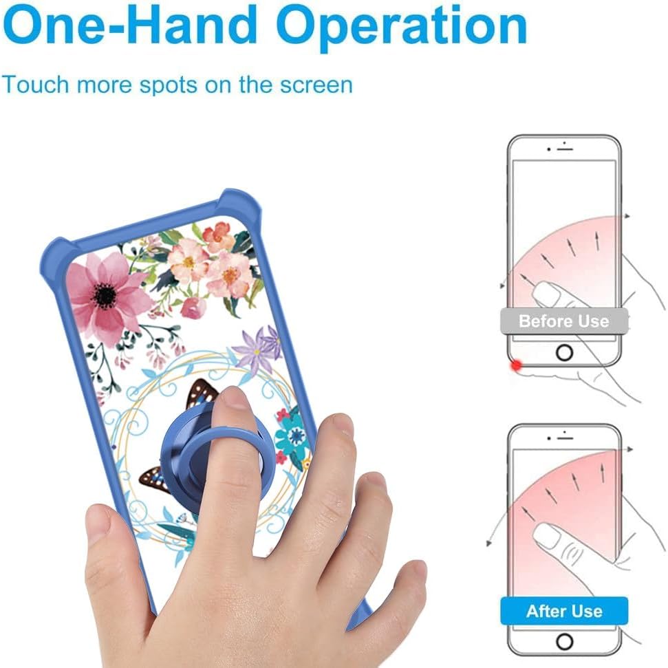 jioeuinly Nokia C300 Case with Tempered Glass Screen Protector, Hard PC + Soft Silicone, Ring Support, Luminous Effect,