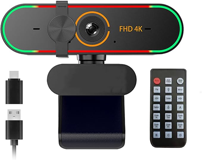 4k Camera for Windows 11 pcwith Microphone &amp Privacy Cover &amp Plug&ampPlayWorks Zoom/Teams/Skype/Google Meet