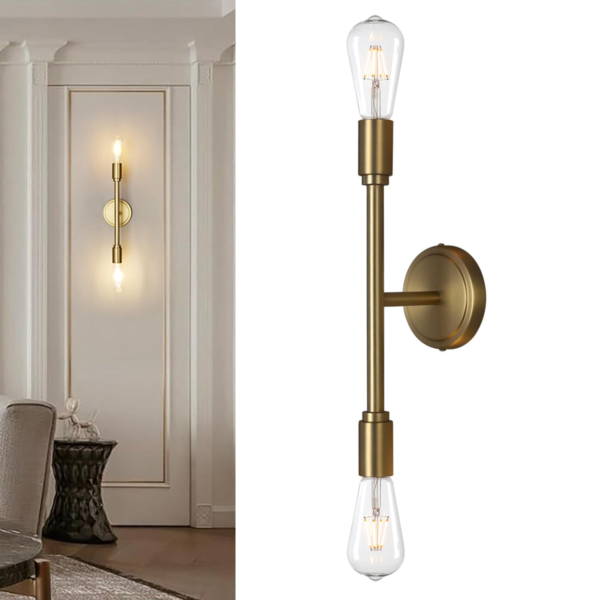 Phansthy 2 Light Bathroom Wall Sconce Antique Bronze Dual Light Indoor Industrial Wall Light Fixture for Hallway Kitchen Restaurant (Antique)
