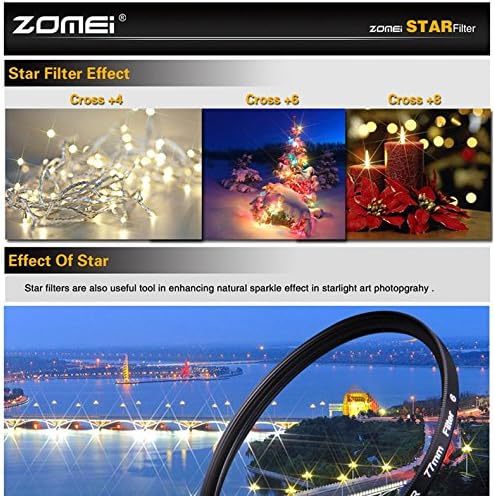 ZOMEI 55mm Star-Effect Cross Starburst Twinkle Lens + 4, 6, 8 Points Star Filter Set for Canon Nikon