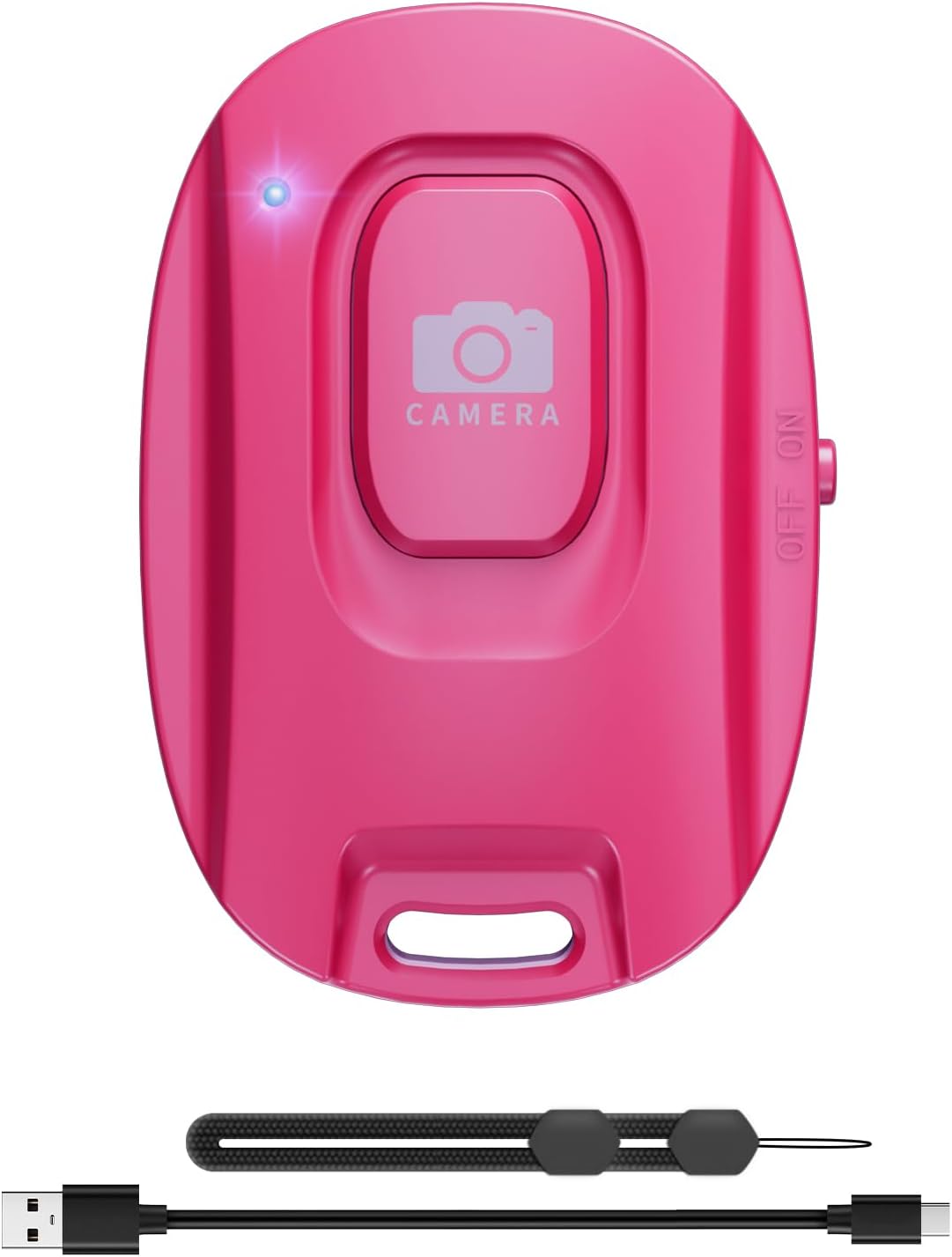 MAIRAN Rechargeable Wireless Camera Remote Shutter for iPhone and Android Smartphones, Bluetooth Phone Remote Control,Selfie Button for Photos and Videos Charging Cable Included-Pink