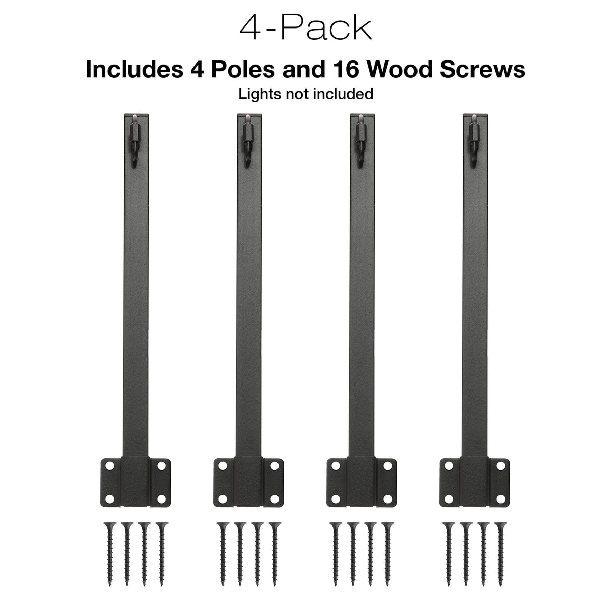 EXCELLO GLOBAL PRODUCTS 4 Pack of 1.3' Fence String Light Poles