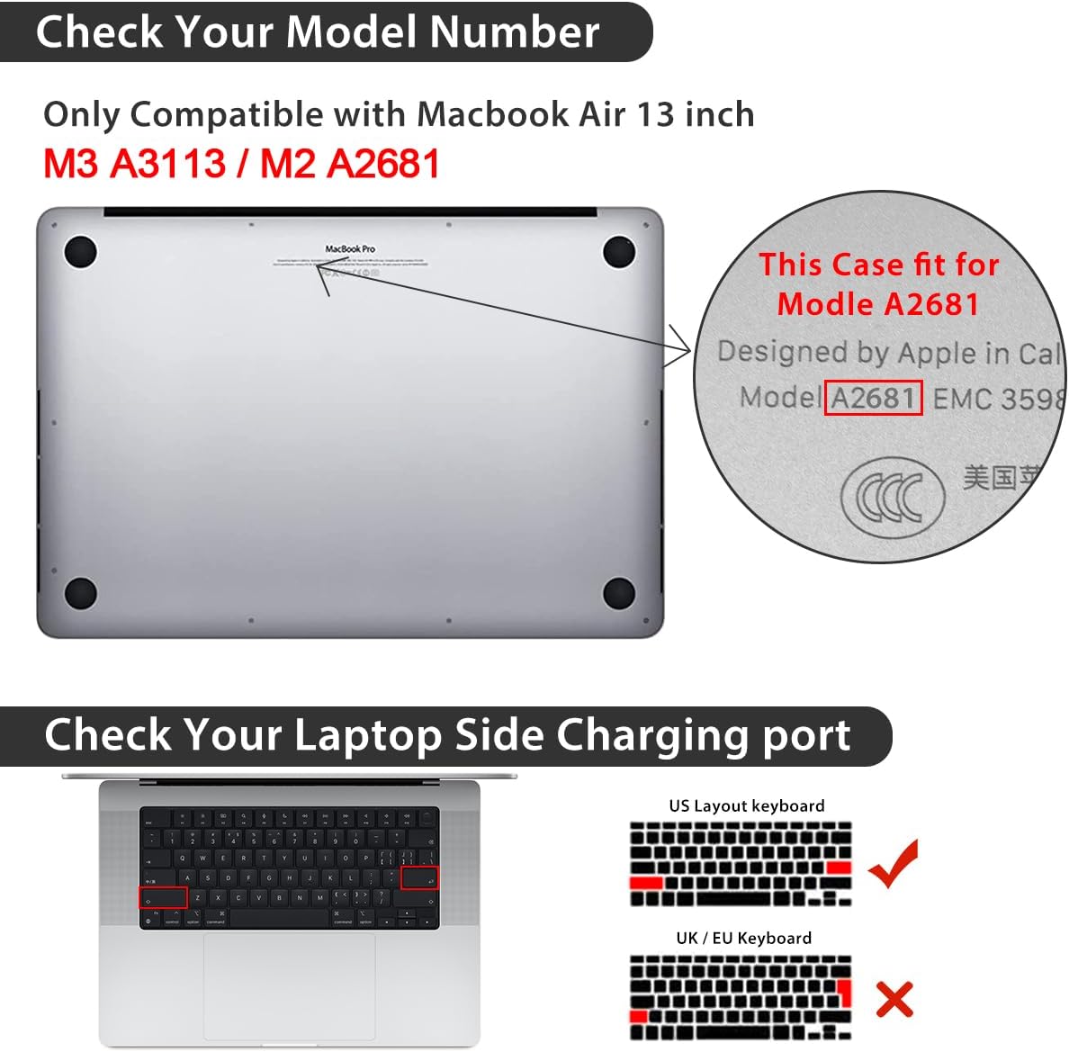 Compatible with 2025 2024-2022 MacBook Air 13 inch Case M4 A3240 M3 A3113 M2 A2681, Hard Shell&Keyboard Cover&Screen Film&Webcam Cover for New M4 Mac Air 13.6 inch with Touch ID, Cute Animal