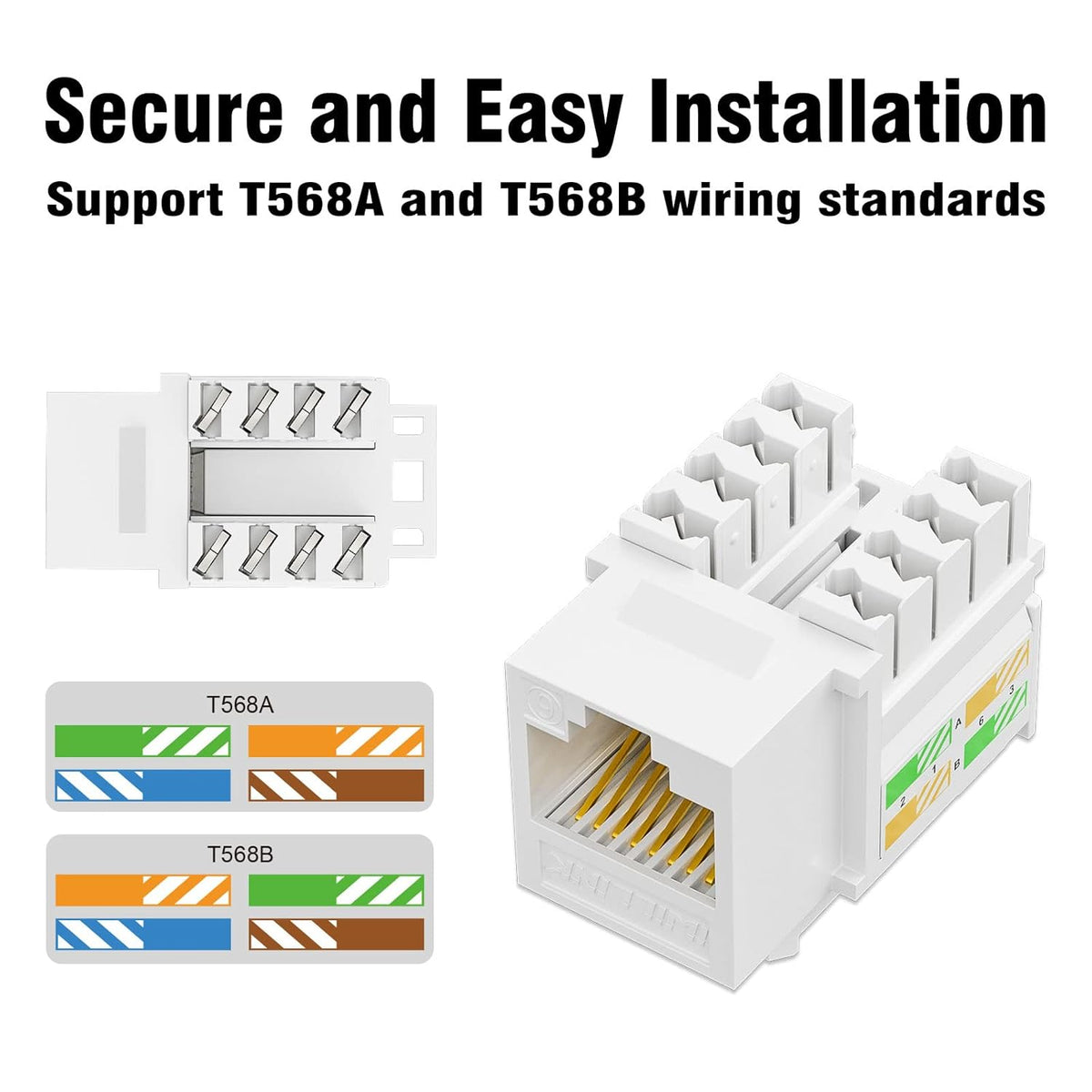 iwillink 10Gbps Cat6 Keystone Jack, RJ45 Keystone Jack 25-Pack and Keystone Punch-Down Stand, UTP Modular Ethernet Jack Insert 90-Degree, Punch Down Keystone Jack Adapter, White