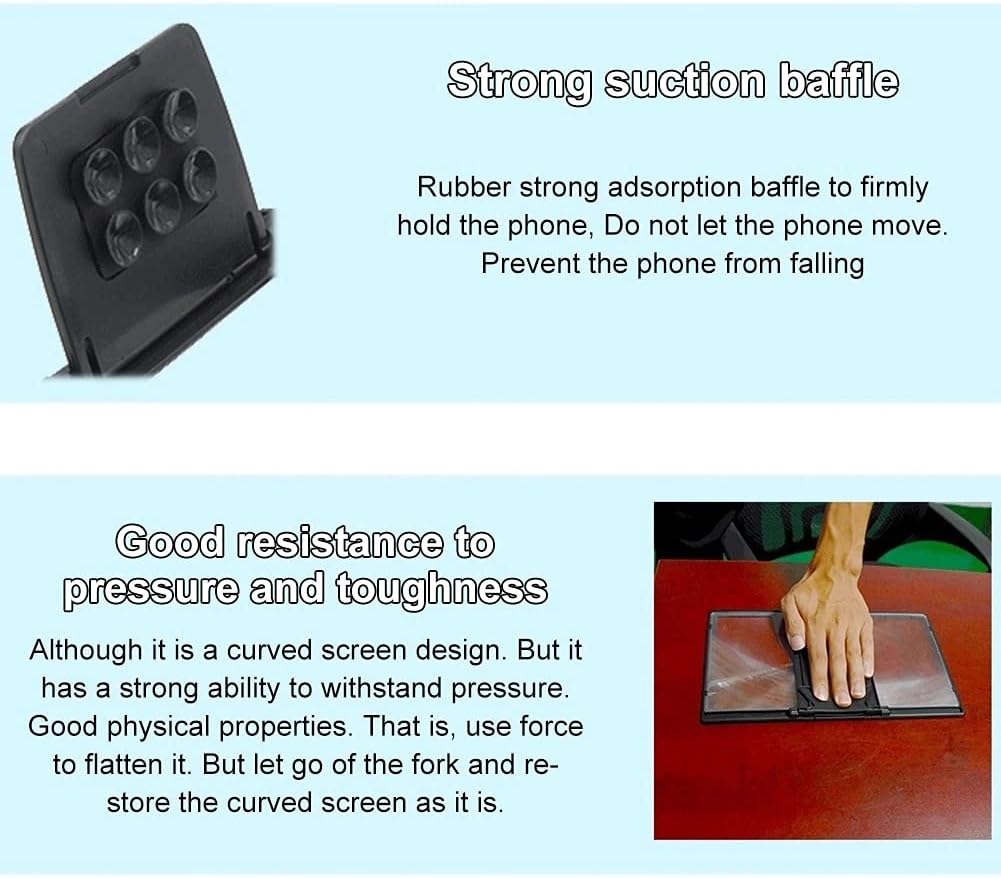 12 Inch 3D Curved HD Phone Screen Amplifier, Foldable Phone Holder for All Smartphones