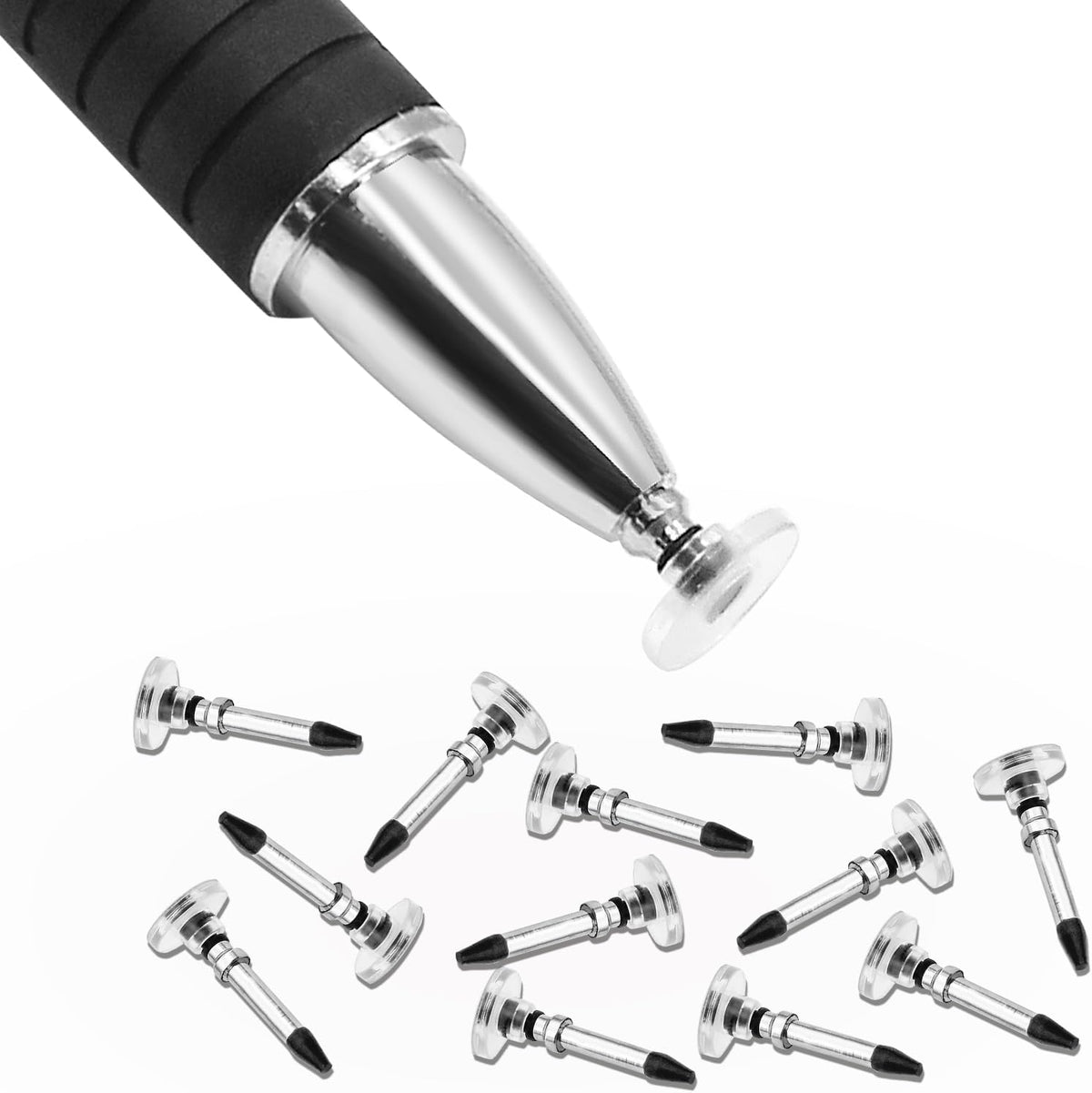 12 Pcs Replacement Universal Stylus Tips, Round Shape Disc Tips for Stylus Pen Nibs for Touch Screen Devices