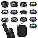 Phone Camera Lens Kit (13 Pieces) for iPhone 11 Xs 10 8 7 6 Plus SE Samsung and Most Andriod Phone- Wide Angle Lens & Macro Lens+Fisheye Lens and More