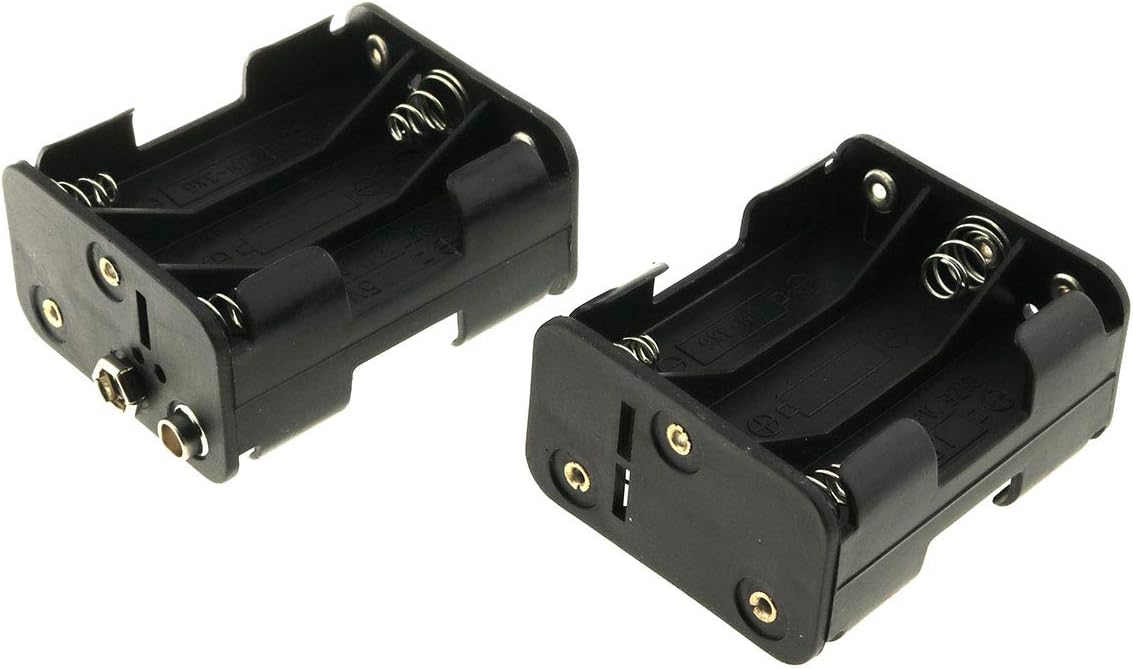 E-outstanding AA Battery Holder 2 Set, 6x1.5V Black Thicken Case Box with Wired Battery Clip