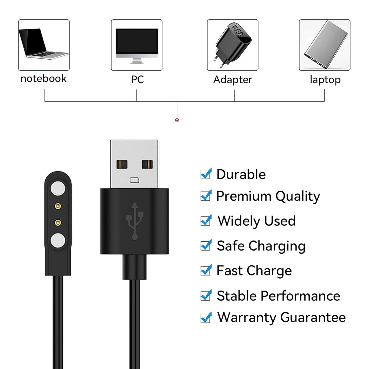 Charger Cable for SWGOTA S61 Smart Watch, 1.6ft USB Portable Magnetic Charging Cord Compatible with SWGOTA S61