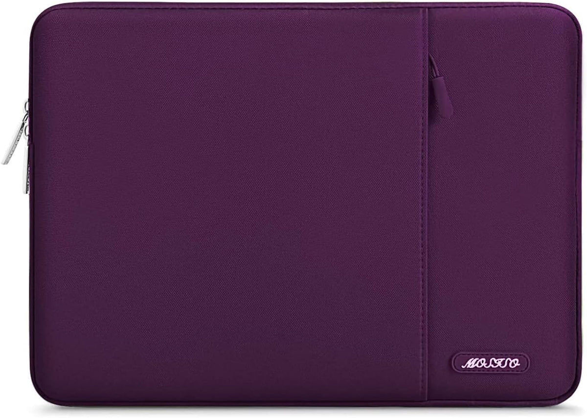 MOSISO Laptop Case 13.3 inch, 13-13.3 inch Laptop Sleeve Compatible with MacBook Air/Pro 13 / Pro 14, HP Dell ASUS Lenovo Notebook, Polyester Vertical Computer Sleeve Bag with Pocket, Magenta Purple
