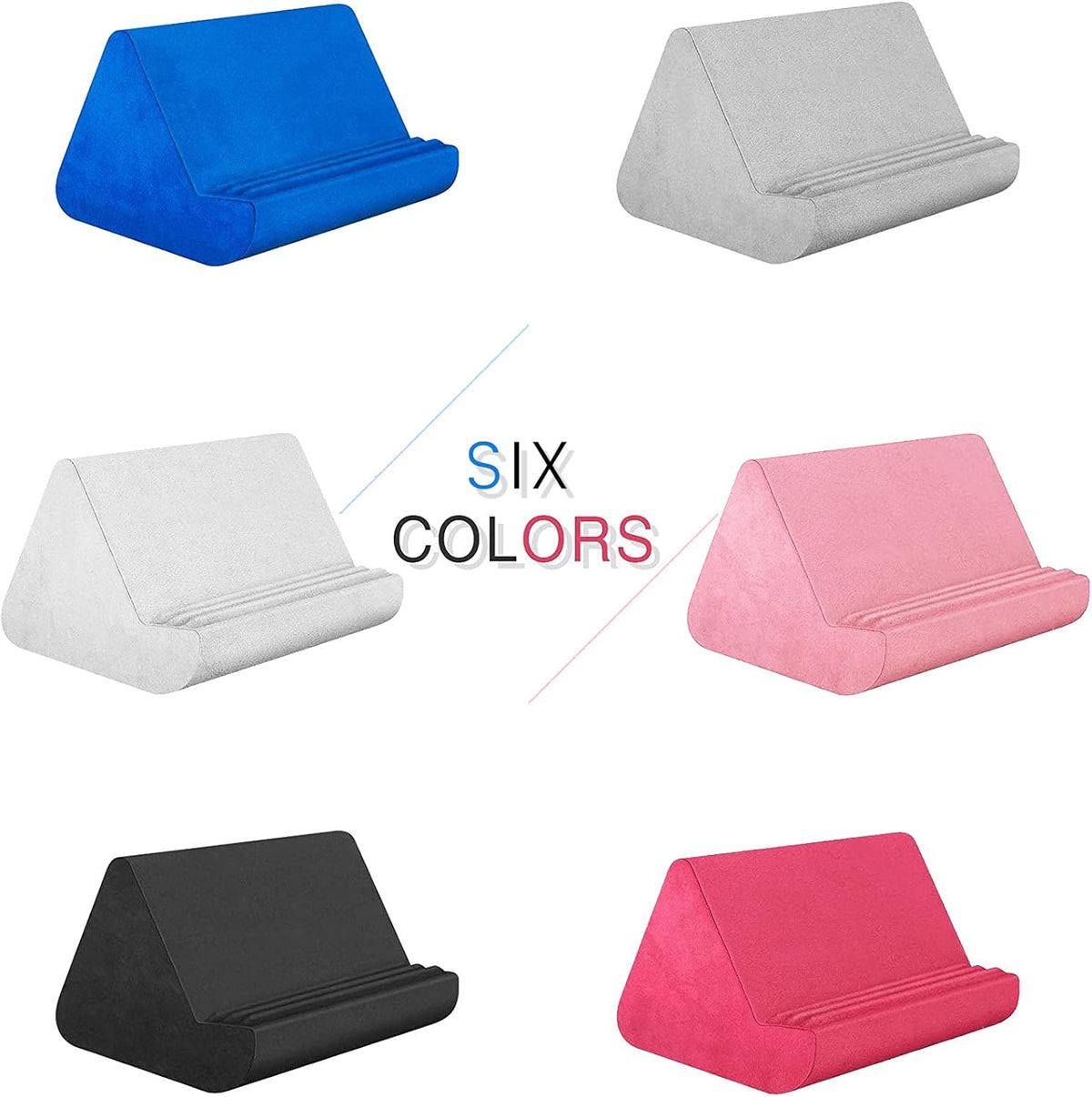 Soft Tablet Stand Pillow with Pocket, Adjustable 3 Viewing Angle, Lazy Holder for Bed Sofa, Compatible with iPads