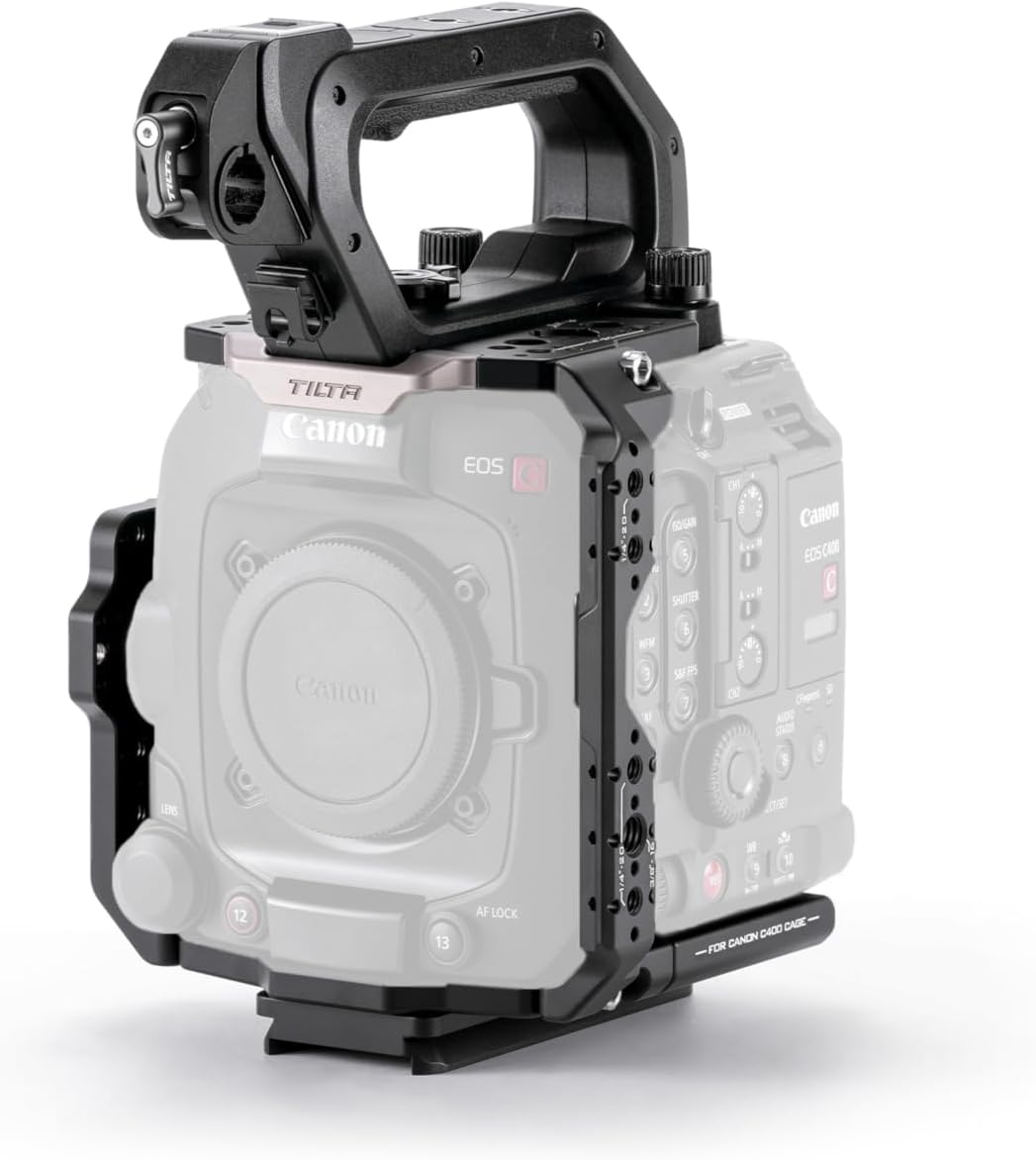 Tilta Camera Cage Kit for Canon C400 | Mounts via Arri Rosette, NATO Rail, 3/8"-16 & 1/4"-20 | Includes Full Cage, Quick Release Bottom Plate, Rear Accessory Plate + More (Base Kit)