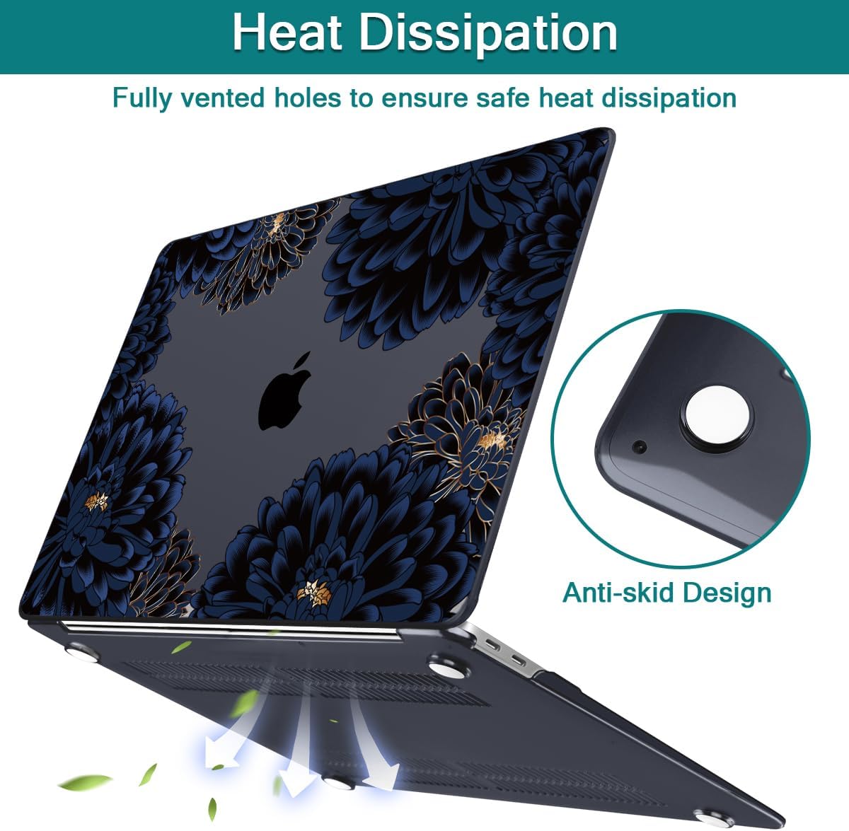 Teryeefi for MacBook Pro 13 inch Case Release 2016-2022, Fits Model A2338 A2251 A2289 A2159 A1989 A1708 A1706, Design Pattern Slim Cover+Keyboard Cover for 13 inch MacBook Pro M2 M1, Chrysanthemums