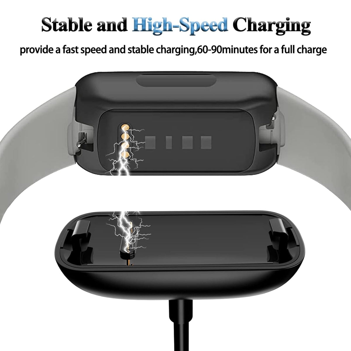 Meliya [2-Pack] Charger Cable for Fitbit Inspire 3, Replacement USB Charging Cradle Dock Stand Cable for Inspire 3