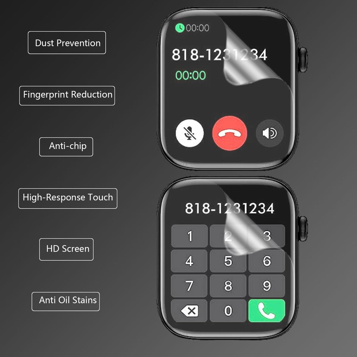 8 Pack Smartwatch Screen Protector, Soft TPU Protect Film for Various Models (Not Tempered Glass)