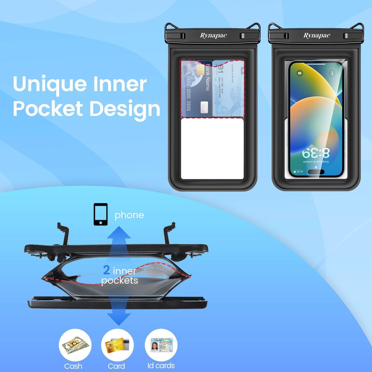 [Up to 8.5"] Floating Waterproof Phone Pouch 2 Pack - Floatable Waterproof Phone Case with Lanyard for iPhone 16 15 Pro Max, Galaxy S25 S24 Ultra, IPX8 Cellphone Dry Bags, Beach Vacation Essentials
