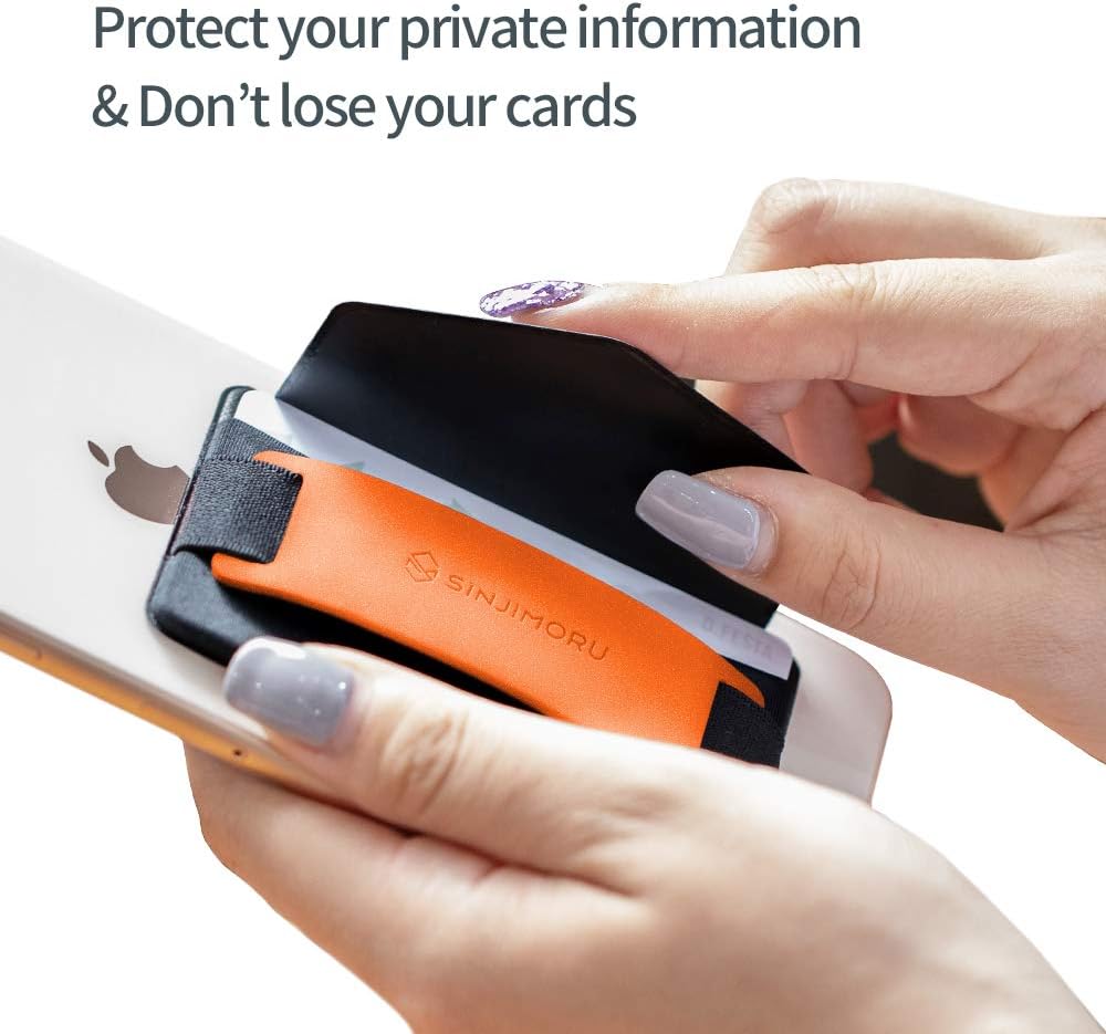 Sinjimoru Phone Grip Card Holder with Kickstand, Secure Stick on Wallet for iPhone - Sinji Pouch B-Grip