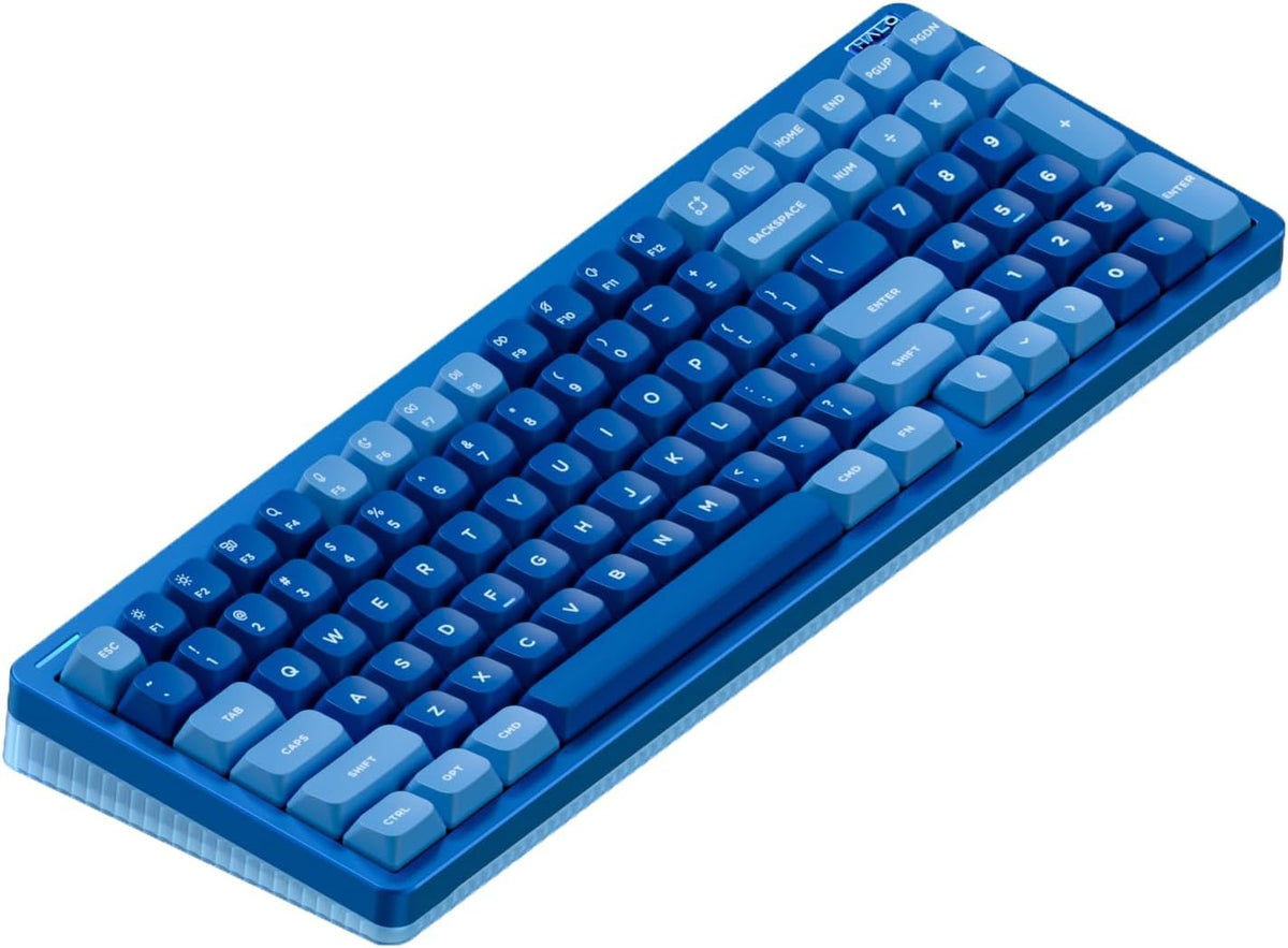 nuphy Halo96 V2 Wireless Keyboard,Gasket Structure,96% Hot Swappable Gaming Keyboard, 99 Kyes RGB Backlit Mechanical Keyboard, Support QMK/VIA,Bluetooth/USB-C/2.4GHz-Blue,Lemon Switches (55gf)